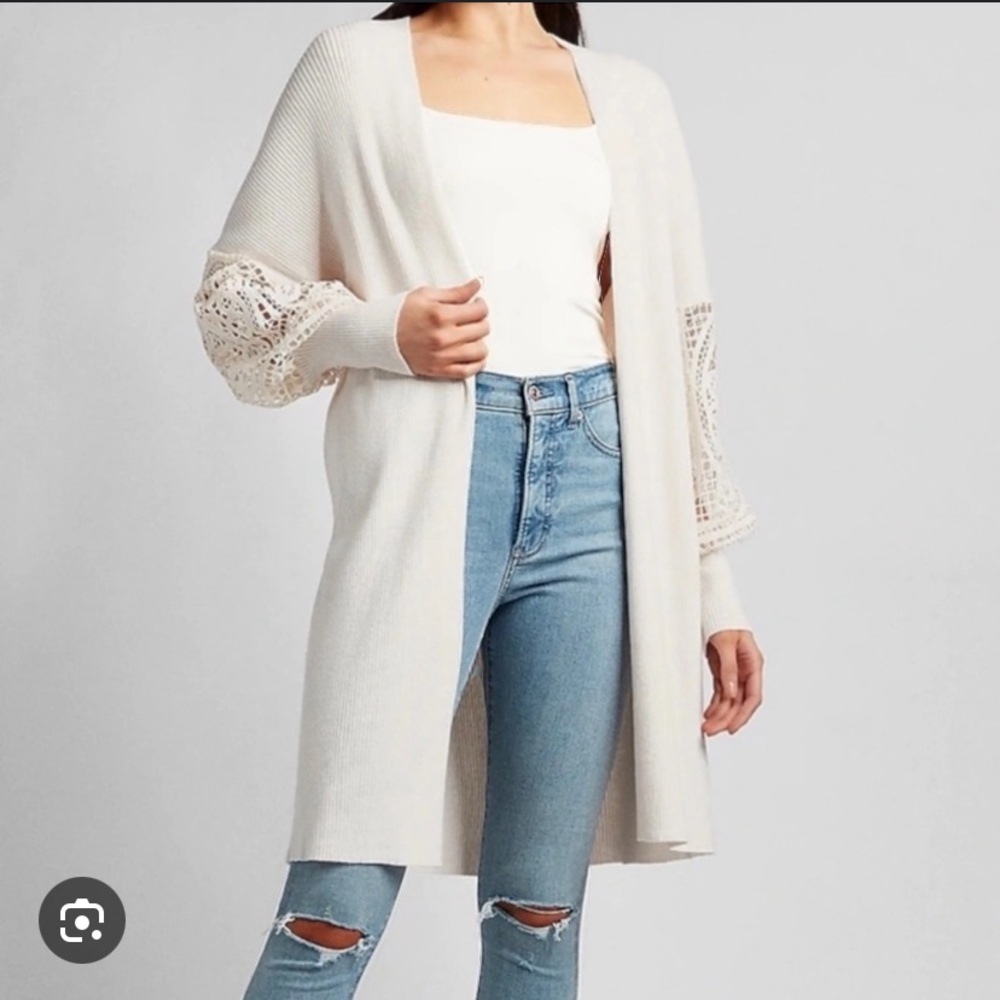 Express Lace Sleeves Cardigan Sweater Sz S